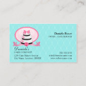 Cake Bakery Damask Aqua Pink Visitekaartje (Achterkant)