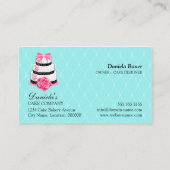Cake Bakery Damask Aqua Pink Visitekaartje (Achterkant)