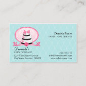 Cake Bakery Damask Aqua Pink Visitekaartje (Achterkant)