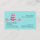 Cake Bakery Damask Aqua Roze Visitekaartjes (Achterkant)
