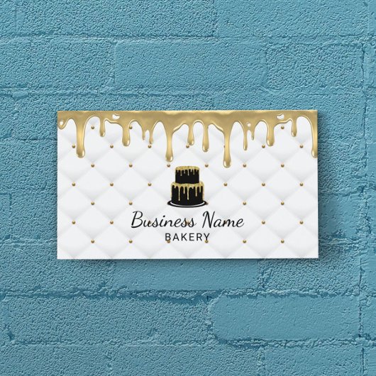 Cake Bakery Gold Drip Luxury White Visitekaartje