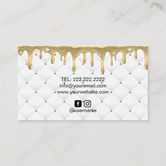 Cake Bakery Gold Drip Luxury White Visitekaartje (Achterkant)