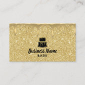 Cake Bakery Gold Drip Modern Glitter Visitekaartje (Voorkant)