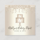 Cake Bakery Gold Glitter Drift Pastry Chef Luxury Vierkante Visitekaartje (Voorkant)