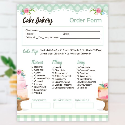 Cake Bakery Green Bestelformulier Notitieblok