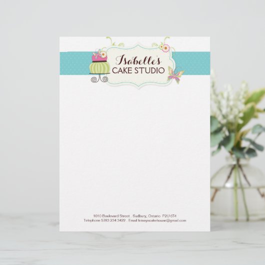 Cake Bakery Letterhead Custom Briefhoofd (Staand voorkant)