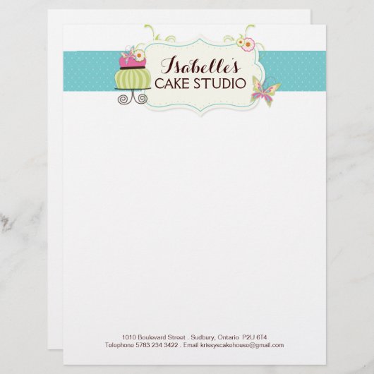 Cake Bakery Letterhead Custom Briefhoofd (Voorkant / Achterkant)