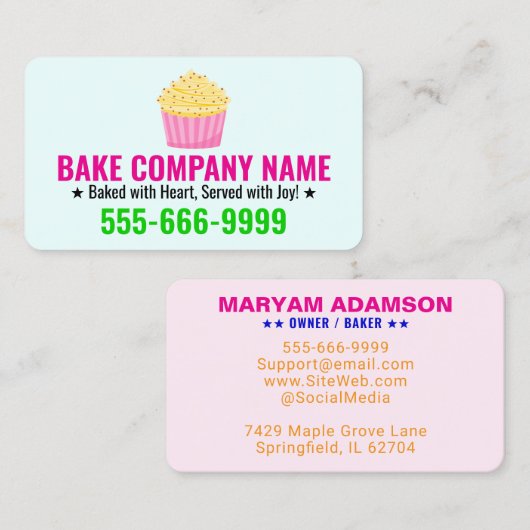 Cake Bakery Logo & Slogan | Professional Company Visitekaartje (Voorkant / Achterkant)