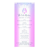 Cake Bakery Paars Glitter Drift Pastry Chef Menu (Voorkant)