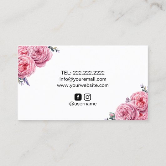 Cake Bakery Pastry Chef Elegant Floral Visitekaartje (Achterkant)