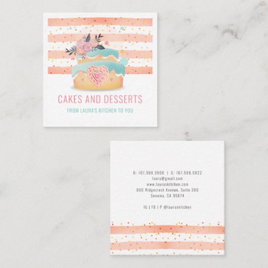 Cake Bakery Pastry Chef Waterverf Visitekaartje (Voorkant / Achterkant)