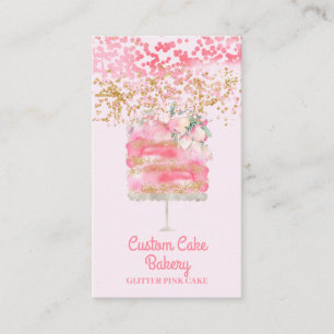 Cake Bakery Pastry Glitter Pink Elegant Visitekaartje