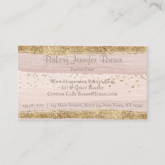 Cake Bakery Pastry Patisserie glitter roze Visitekaartje (Achterkant)