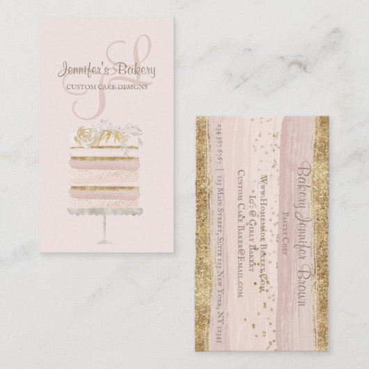 Cake Bakery Pastry Patisserie glitter roze Visitekaartje (Voorkant / Achterkant)