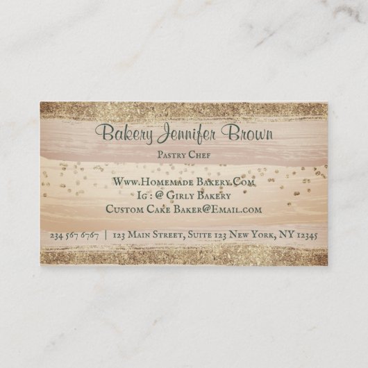 Cake Bakery Pastry Patisserie sage green elegant Visitekaartje (Achterkant)