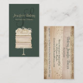 Cake Bakery Pastry Patisserie sage green elegant Visitekaartje (Voorkant / Achterkant)