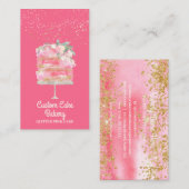 Cake Bakery Patisserie Pink Sparkle Elegant Visitekaartje (Voorkant / Achterkant)