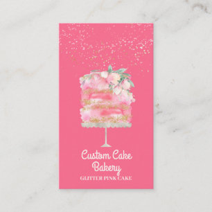Cake Bakery Patisserie Pink Sparkle Elegant Visitekaartje