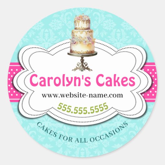 Cake Bakery Ronde Sticker (Voorkant)