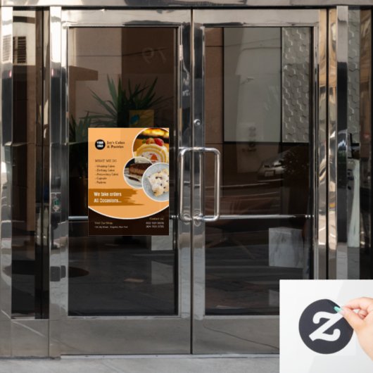 Cake Bakery Shop Window Cling Raamsticker (Kantoordeur)