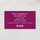 Cake Bakery Social Media Iconen Visitekaartje (Achterkant)