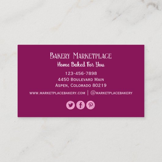 Cake Bakery Social Media Iconen Visitekaartje (Achterkant)