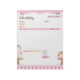 Cake Bakery Thema Bestelformulier en Factuur Notit Notitieblok
