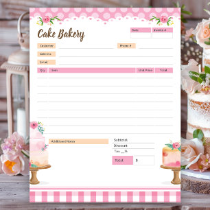 Cake Bakery Thema Bestelformulier en Factuur Notit Notitieblok