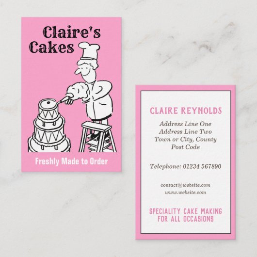 Cake Baking & Cake Maker Visitekaartje (Voorkant / Achterkant)