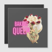  Cake Baking Queen Magnetic Square Kaart (Voorkant / Achterkant)