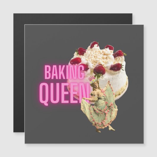 Cake Baking Queen Magnetic Square Kaart (Voorkant / Achterkant)