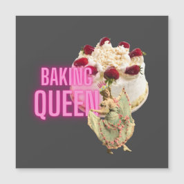 Cake Baking Queen Magnetic Square Kaart