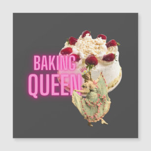  Cake Baking Queen Magnetic Square Kaart
