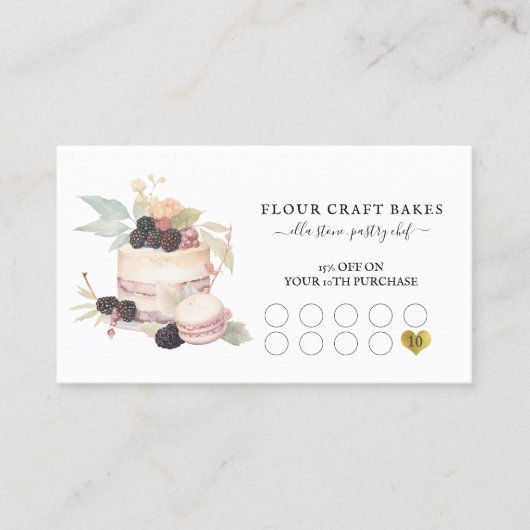 Cake Bakker Bakkerij Gebak Chef Cater Zwart Loyali Klantenkaartje (Voorkant)