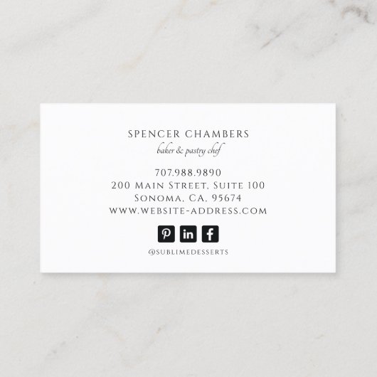 Cake Bakker Bakkerij Gebak Chef Catering Visitekaartje (Achterkant)