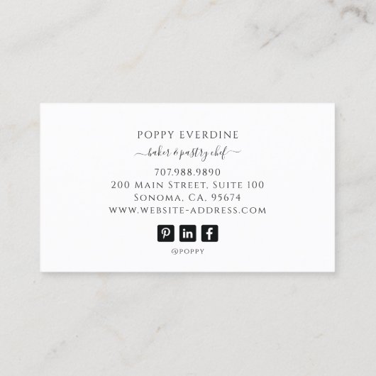 Cake Bakker Bakkerij Gebak Chef Catering Visitekaartje (Achterkant)