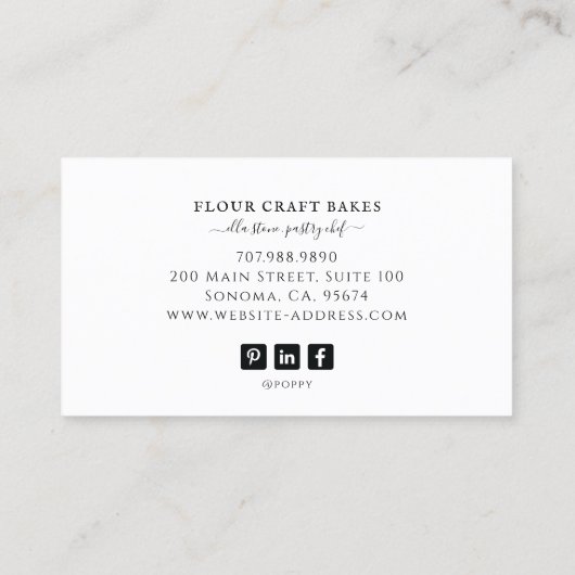 Cake Bakker Bakkerij Gebak Chef Catering Visitekaartje (Achterkant)