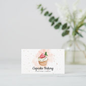 Cake Bakker Gebak Waterverf Aardbei Cupcake Visitekaartje (Staand voorkant)