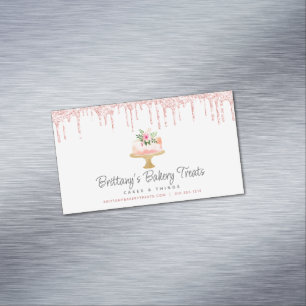 Cake Bakkerij Blush Roze Glitter Druppels banketba Magnetisch Visitekaartje