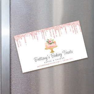 Cake Bakkerij Blush Roze Glitter Druppels banketba Magnetisch Visitekaartje