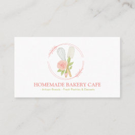 Cake Bakkerij Catering Logo Blush Roze Bloemen Visitekaartje
