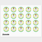 Cake Bakkerij Damask Gele Scallop Seals Ronde Sticker (Vel)