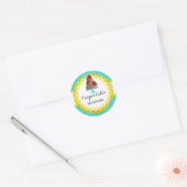 Cake Bakkerij Damask Gele Scallop Seals Ronde Sticker (Envelop)