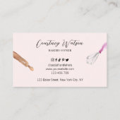 Cake Bakkerij Gebak Chef Waterverf Whisk Roze Visitekaartje (Achterkant)