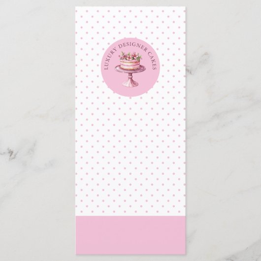 Cake Bakkerij Roze Polka Dot Flat Menu Prijslijst (Voorkant)