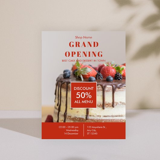Cake Bakkerij Winkel Business Grand Opening Flyer