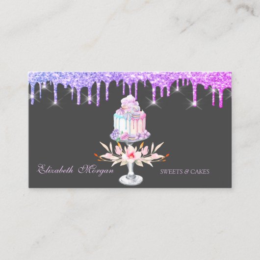 Cake Bloemen Drips Bakkerij Visitekaartje (Voorkant)
