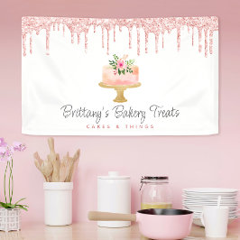 Cake Blush Roze Glitter Drips Bakkerij gebak Chef Spandoek