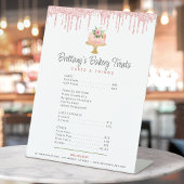 Cake Blush Roze Glitter Drips Menu Prijslijst Chic Reclamebord Met Voetstuk