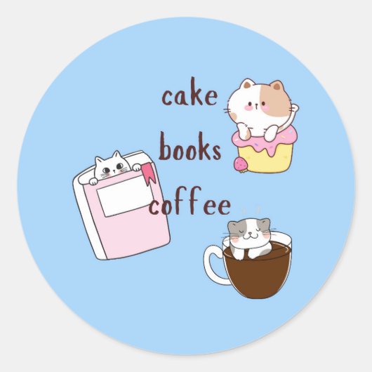 Cake Boeken Koffie Ronde Sticker (Voorkant)